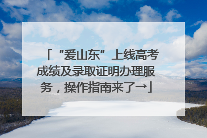 “爱山东”上线高考成绩及录取证明办理服务，操作指南来了→