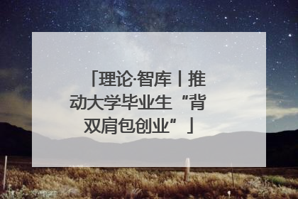 理论·智库丨推动大学毕业生“背双肩包创业”