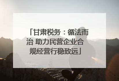 甘肃税务：循法而治 助力民营企业合规经营行稳致远