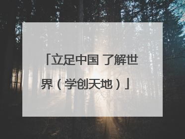 立足中国 了解世界（学创天地）
