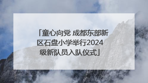 童心向党 成都东部新区石盘小学举行2024级新队员入队仪式