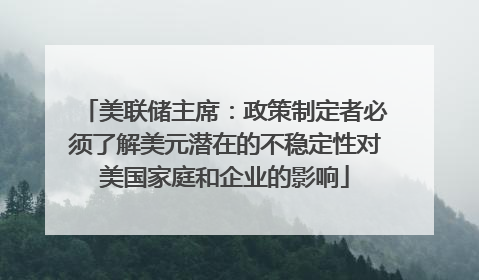 美联储主席：政策制定者必须了解美元潜在的不稳定性对美国家庭和企业的影响