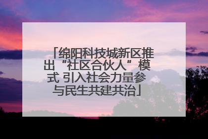 绵阳科技城新区推出“社区合伙人”模式 引入社会力量参与民生共建共治