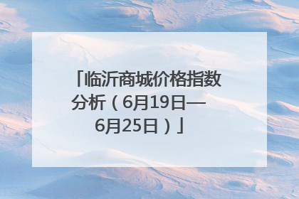 临沂商城价格指数分析（6月19日—6月25日）