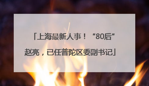 上海最新人事！“80后”赵亮，已任普陀区委副书记