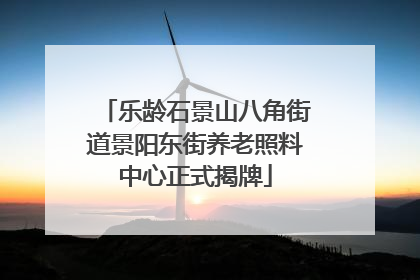乐龄石景山八角街道景阳东街养老照料中心正式揭牌