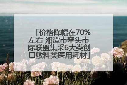 价格降幅在70%左右 湘潭市牵头市际联盟集采6大类创口敷料类医用耗材