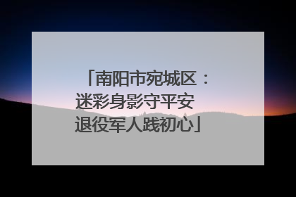 南阳市宛城区：迷彩身影守平安 退役军人践初心