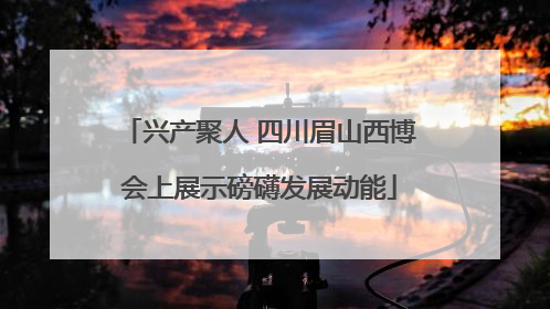 兴产聚人 四川眉山西博会上展示磅礴发展动能