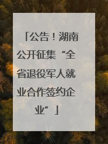 公告！湖南公开征集“全省退役军人就业合作签约企业”