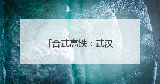 合武高铁：武汉出发1小时到合肥3小时到上海
