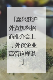 嘉兴驻沪外资机构招商推介会上，外资企业高管这样说