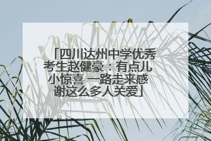 四川达州中学优秀考生赵健豪：有点儿小惊喜 一路走来感谢这么多人关爱