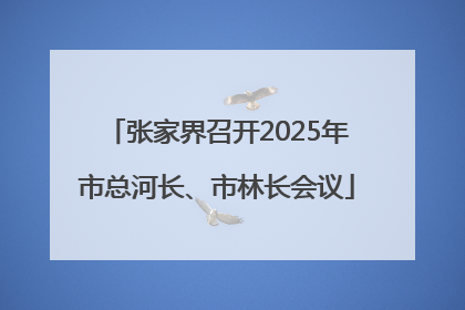 张家界召开2025年市总河长、市林长会议