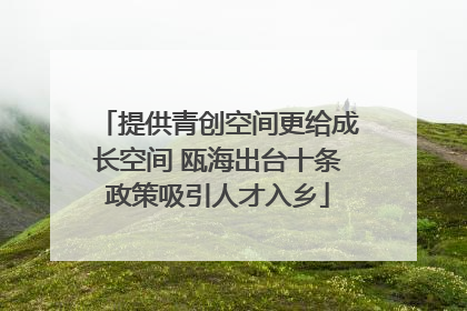 提供青创空间更给成长空间 瓯海出台十条政策吸引人才入乡