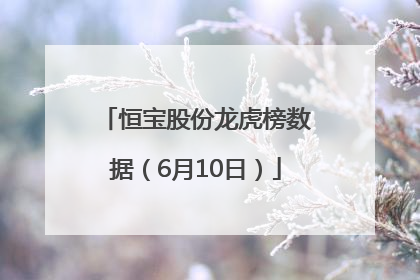 恒宝股份龙虎榜数据（6月10日）
