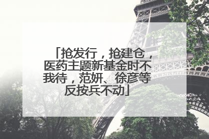 抢发行，抢建仓，医药主题新基金时不我待，范妍、徐彦等反按兵不动
