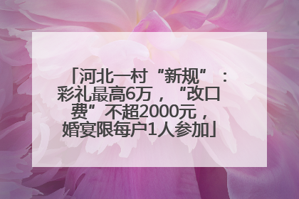 河北一村“新规”：彩礼最高6万，“改口费”不超2000元，婚宴限每户1人参加