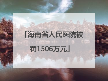 海南省人民医院被罚1506万元