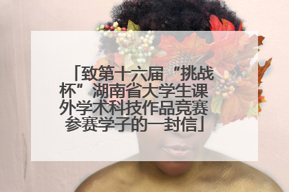 致第十六届“挑战杯”湖南省大学生课外学术科技作品竞赛参赛学子的一封信