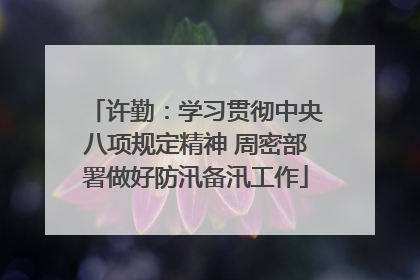 许勤：学习贯彻中央八项规定精神 周密部署做好防汛备汛工作