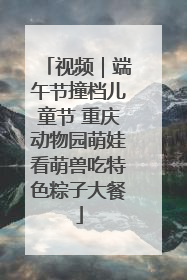视频｜端午节撞档儿童节 重庆动物园萌娃看萌兽吃特色粽子大餐