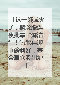 这一领域火了，概念股连夜批量“澄清”！氢能再迎重磅利好，基金重仓股出炉