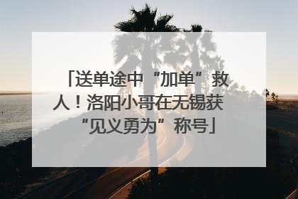 送单途中“加单”救人！洛阳小哥在无锡获“见义勇为”称号