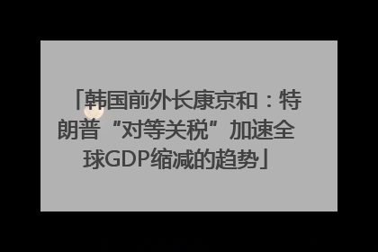 韩国前外长康京和：特朗普“对等关税”加速全球GDP缩减的趋势