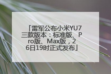 雷军公布小米YU7三款版本：标准版、Pro版、Max版，26日19时正式发布