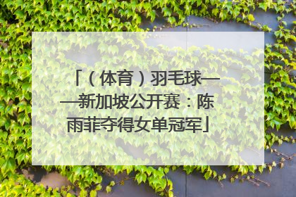 （体育）羽毛球——新加坡公开赛：陈雨菲夺得女单冠军