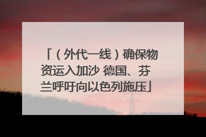 （外代一线）确保物资运入加沙 德国、芬兰呼吁向以色列施压