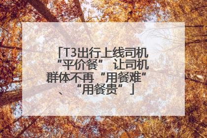 T3出行上线司机“平价餐” 让司机群体不再“用餐难”、“用餐贵”